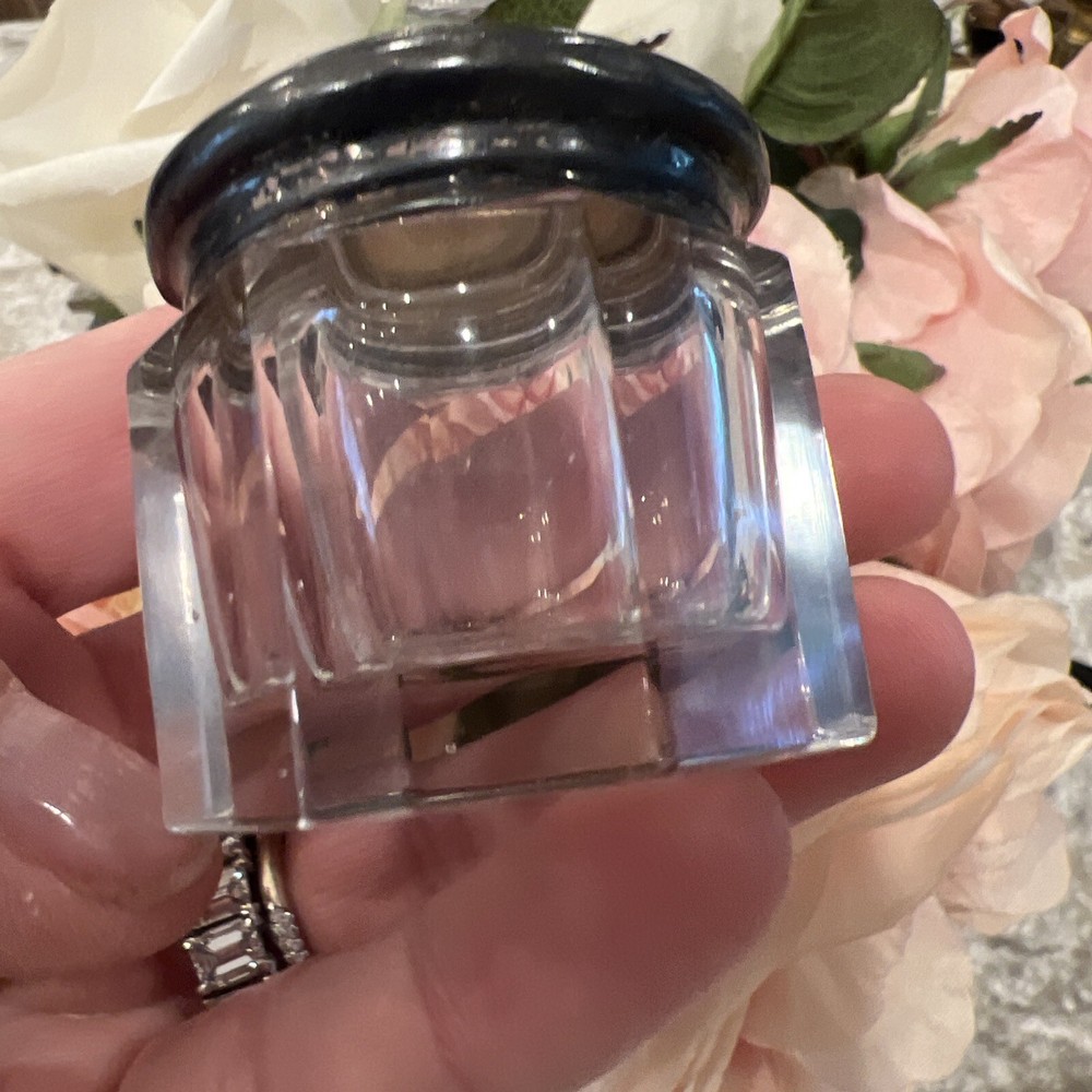 Sterling Silver Trinket Box Glass Victorian 925 Vanity Box Pull Box