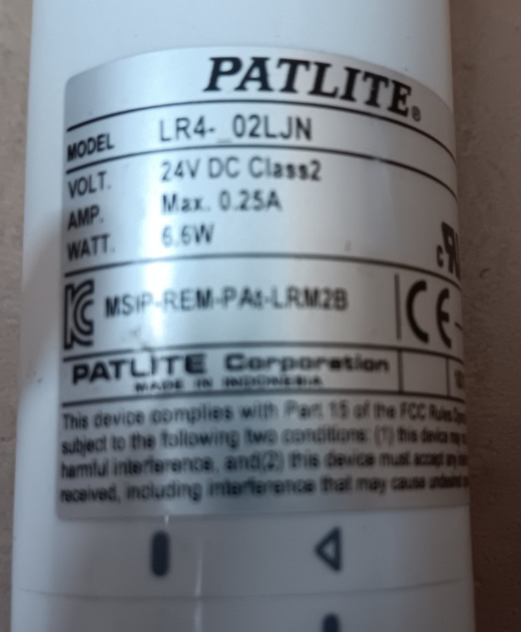 PatLite LR4 02LJN Signal Light Stack Tower 24 VDC