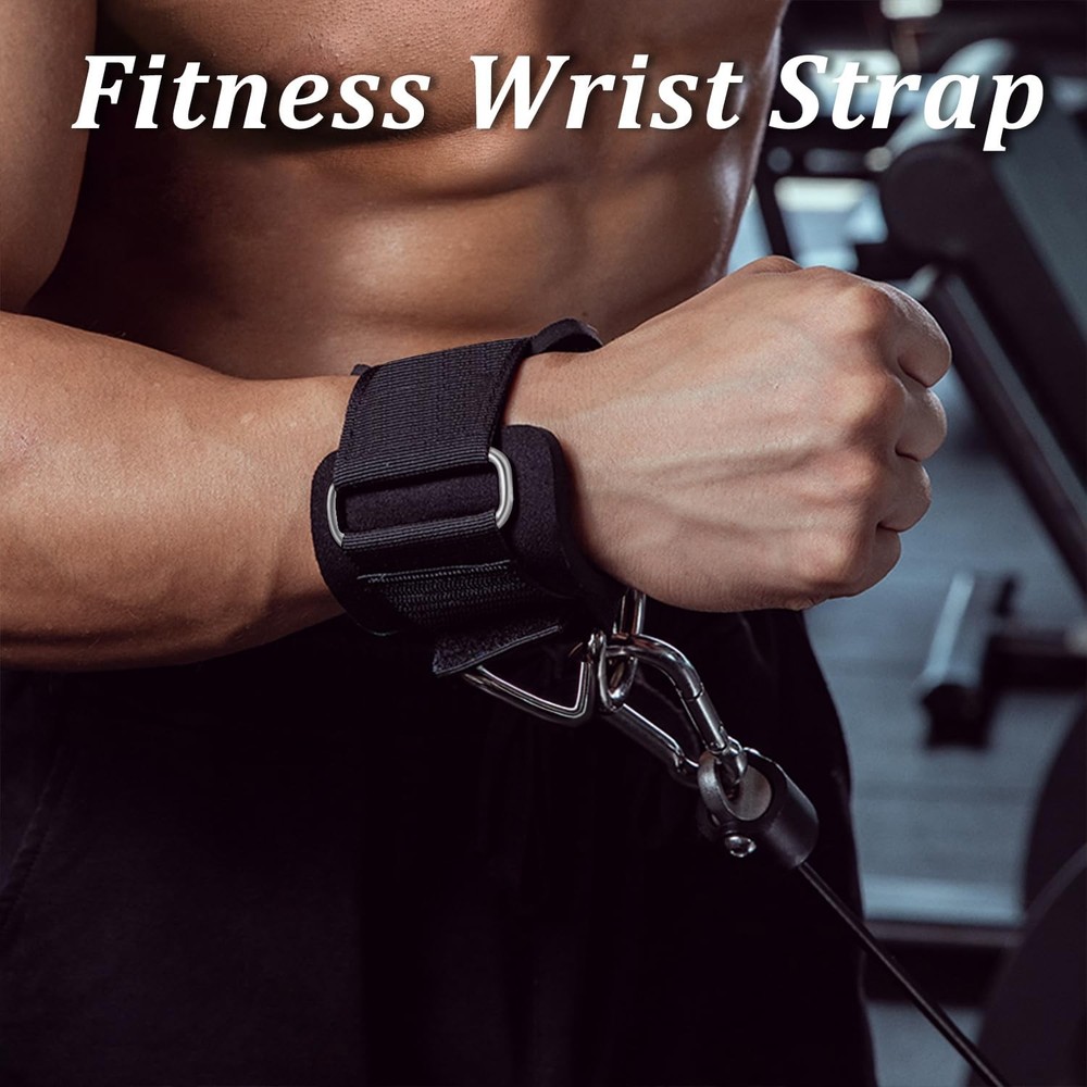 2Pack Wrist Cuffs for Cable Machine Adjustable Neoprene Padding One Size Fit ...