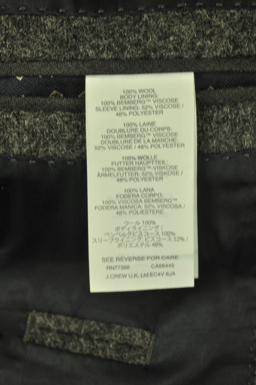 J. Crew Ludlow Moon British Wool Tweed Charcoal Gray Sport Coat 40 Long