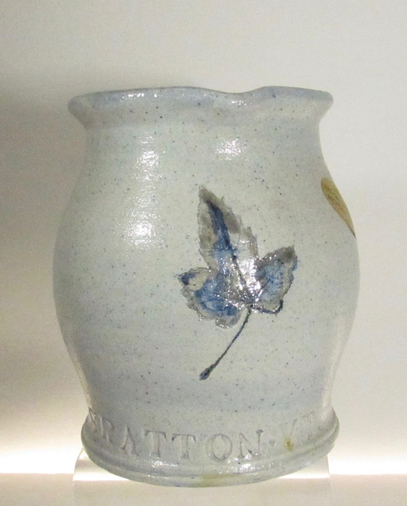 STRATTON VERMONT SALTWARE POTTERY MAPLE LEAF 3.5 CUP PITCHER