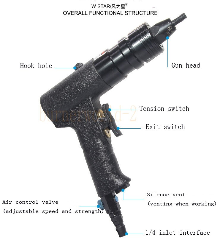 Pneumatic Riveters Pneumatic Pull Setter Air Rivets Nut Gun SelfLocking M5/M6/M8