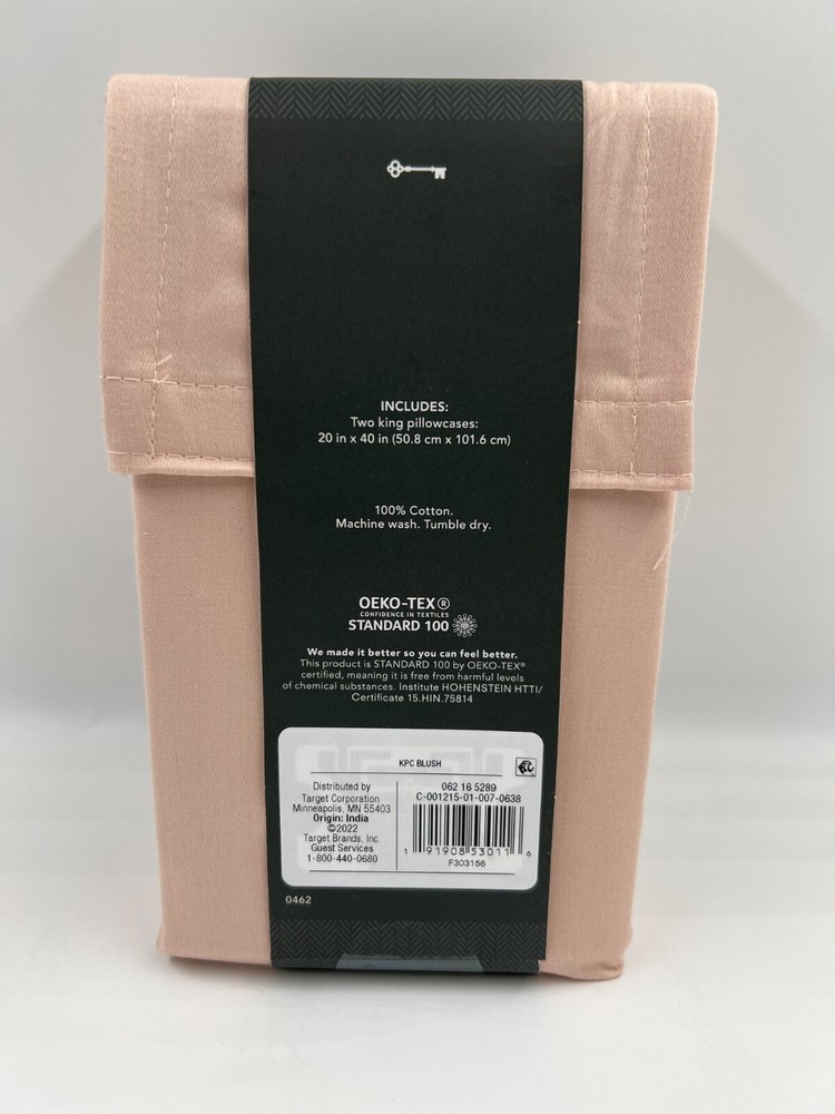 Threshold 400 Thread Count Solid Performance King Pillowcase Set - Blush