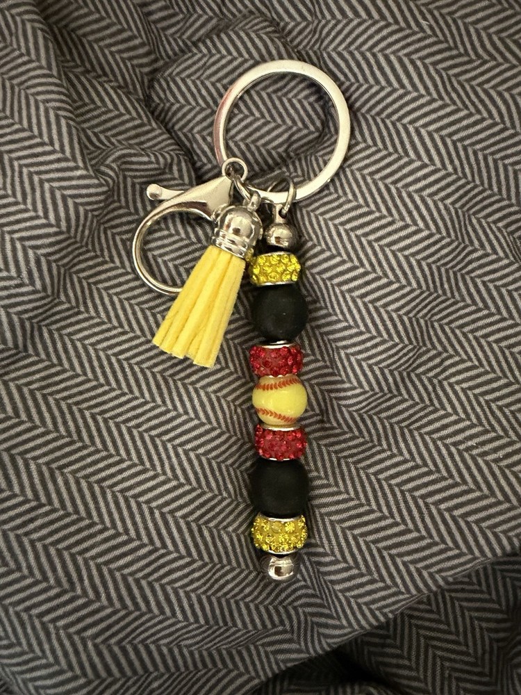 Handmade Beaded Keychains with Charms and Tassels, Assorted Designs