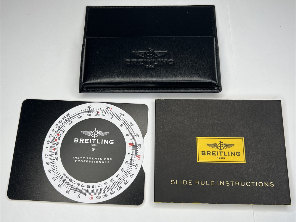 Breitling Slide Rule - Instructions Manual - Card Holder - Black Set