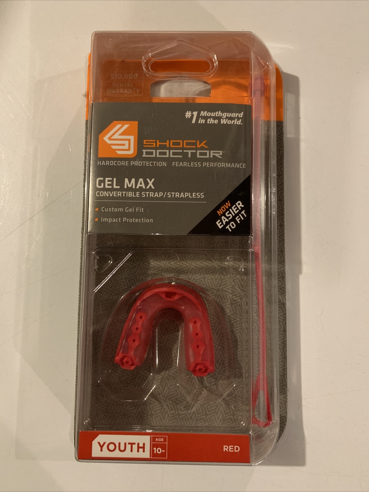 NEW Shock Doctor YOUTH 10 & Under Mouth Guard GEL MAX RED Boil & Bite Latex-Free