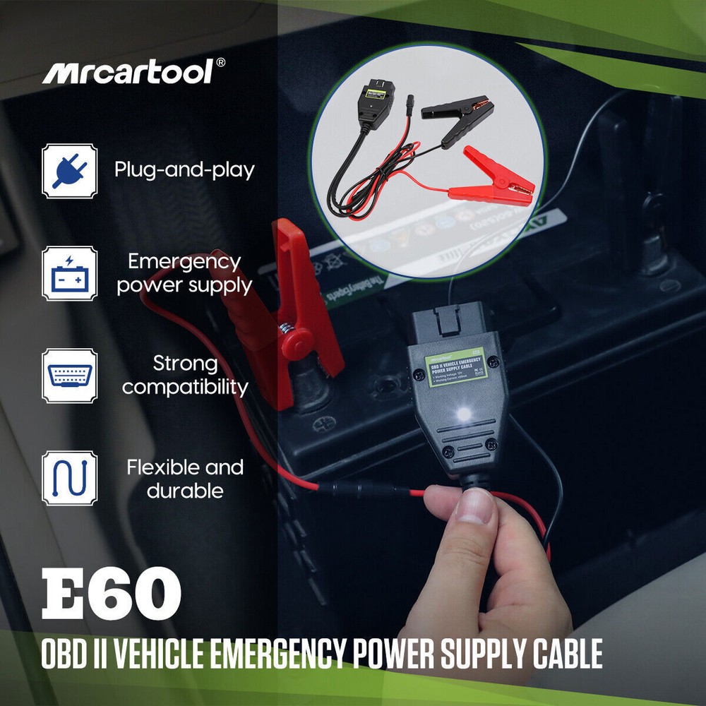 OBD2 ECU Memory Saver Portable Replace Car Battery ECU Emergency Power Cable