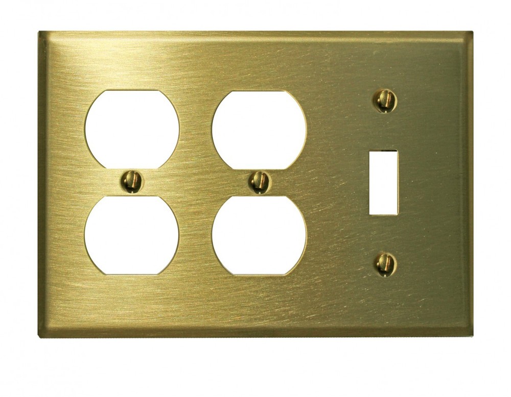 Switchplate Brushed Solid Brass Toggle Double Outlet | Renovator's Supply