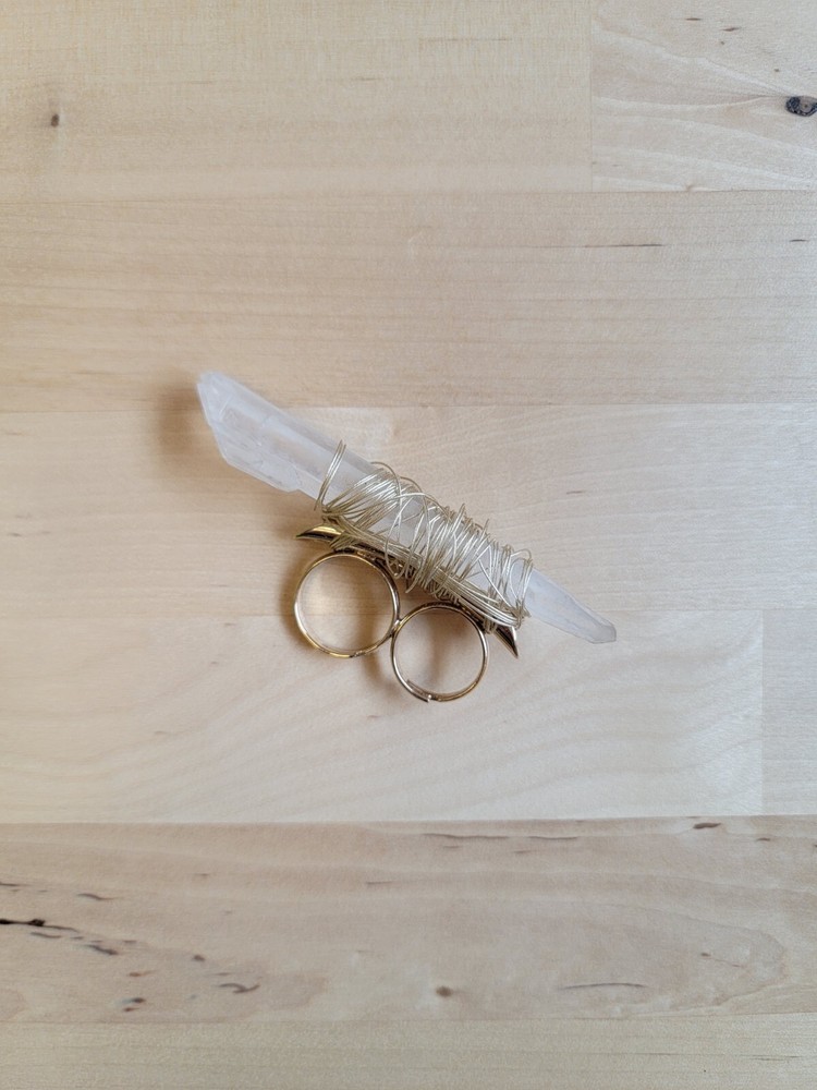 Large 3.5 Inch Clear Quartz Wire Wrapped Ring
