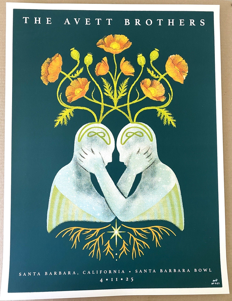 OFFICIAL POSTER The Avett Brothers April 11th 2025 Santa Barbara CA AP #/37 RARE