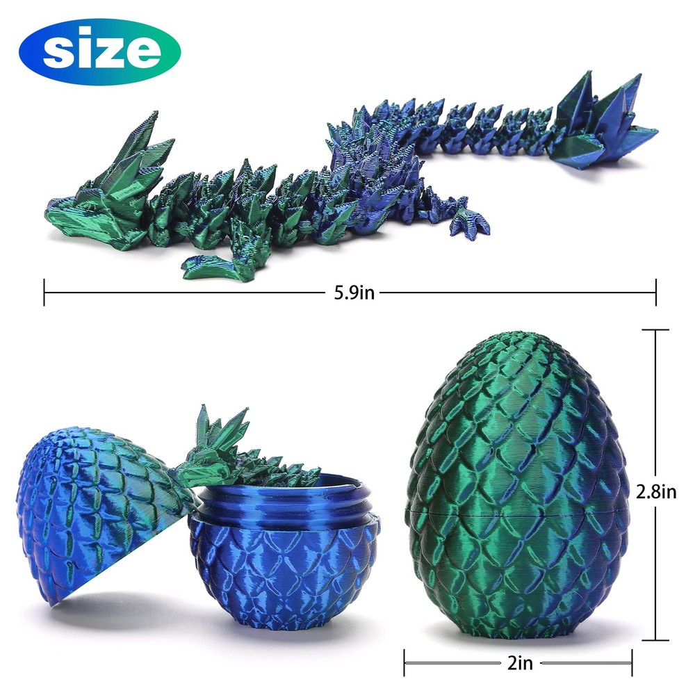 4PCS 3D Printed Dragon Eggs with Inside, Class Small, Without Keychain