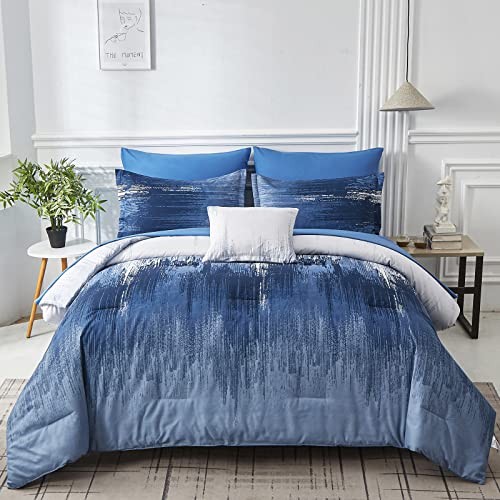 Ombre Comforter Set Size Reversible Gradient Grey Boho Bedding Set Queen Blue