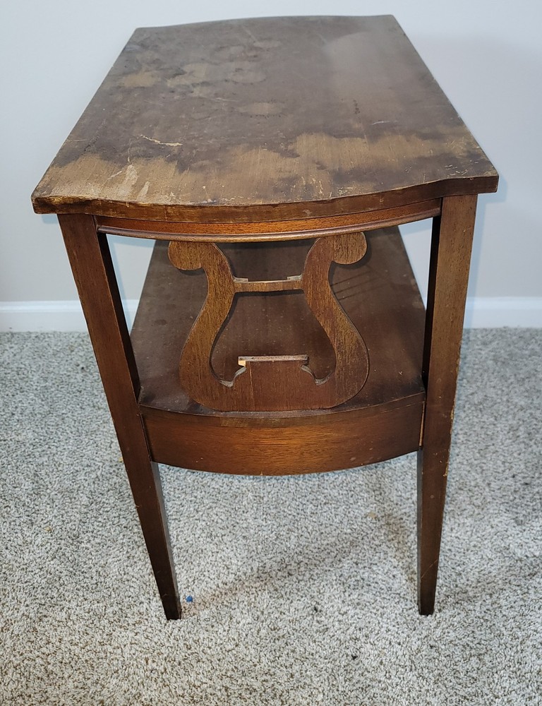 Vintage Mahogany Harp End Table