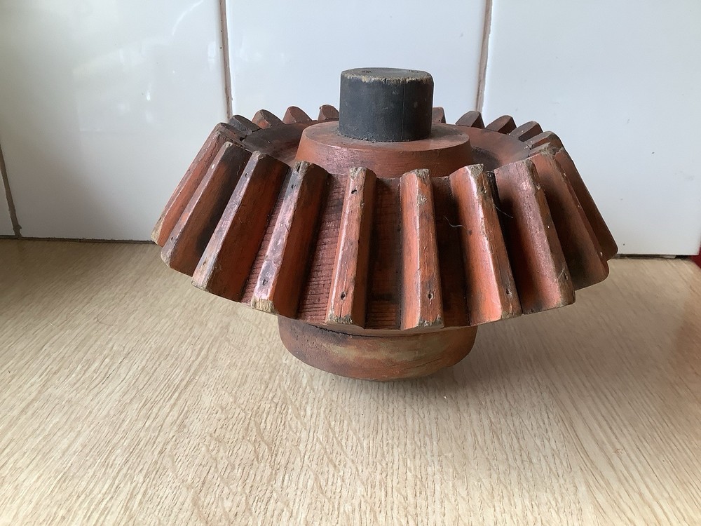 Antique wooden foundry casting cog wheel pattern