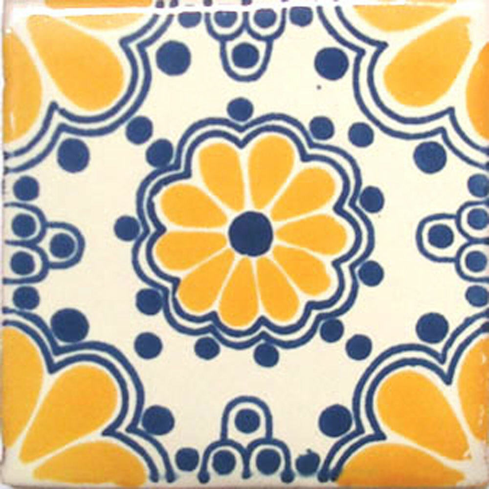 #C074) Mexican Tile sample Ceramic Handmade 4x4 inch, GET MANY AS YOU NEED !!