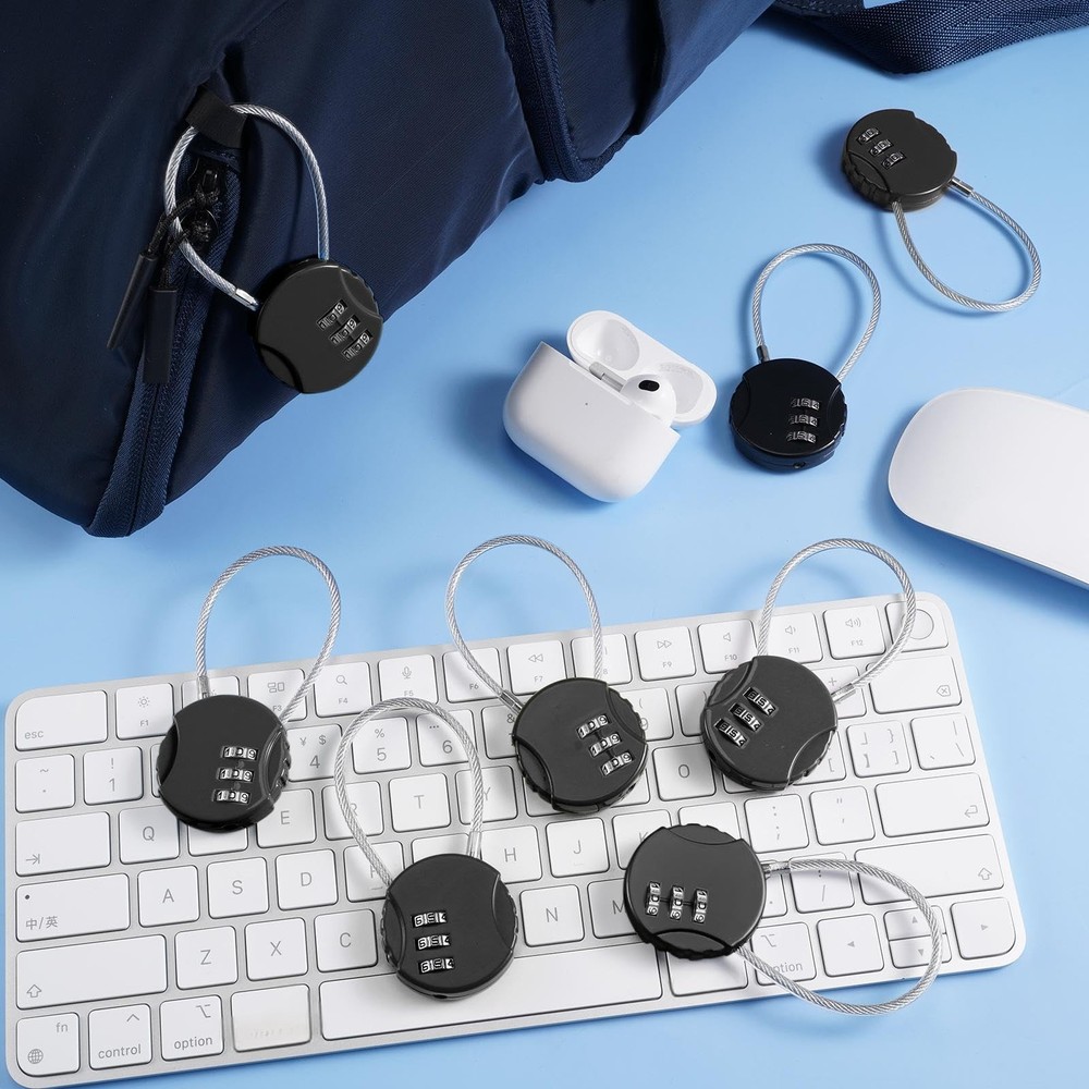 8 Pack Combination Wire Lock 3 Digit Small Combo Luggage Number Cable Padlock...
