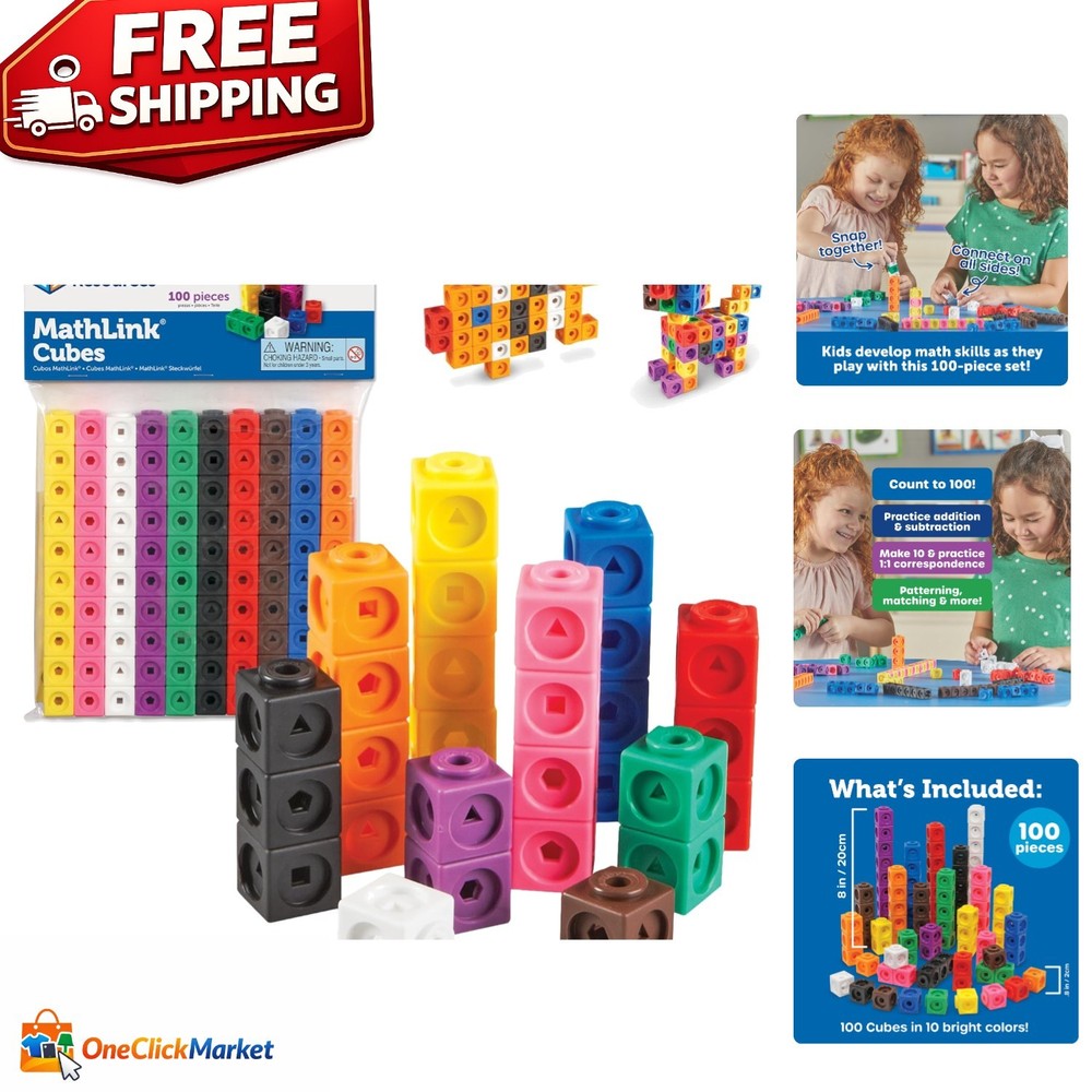 Versatile MathLink Cubes - 100 Colorful Learning Tools for Creative Play
