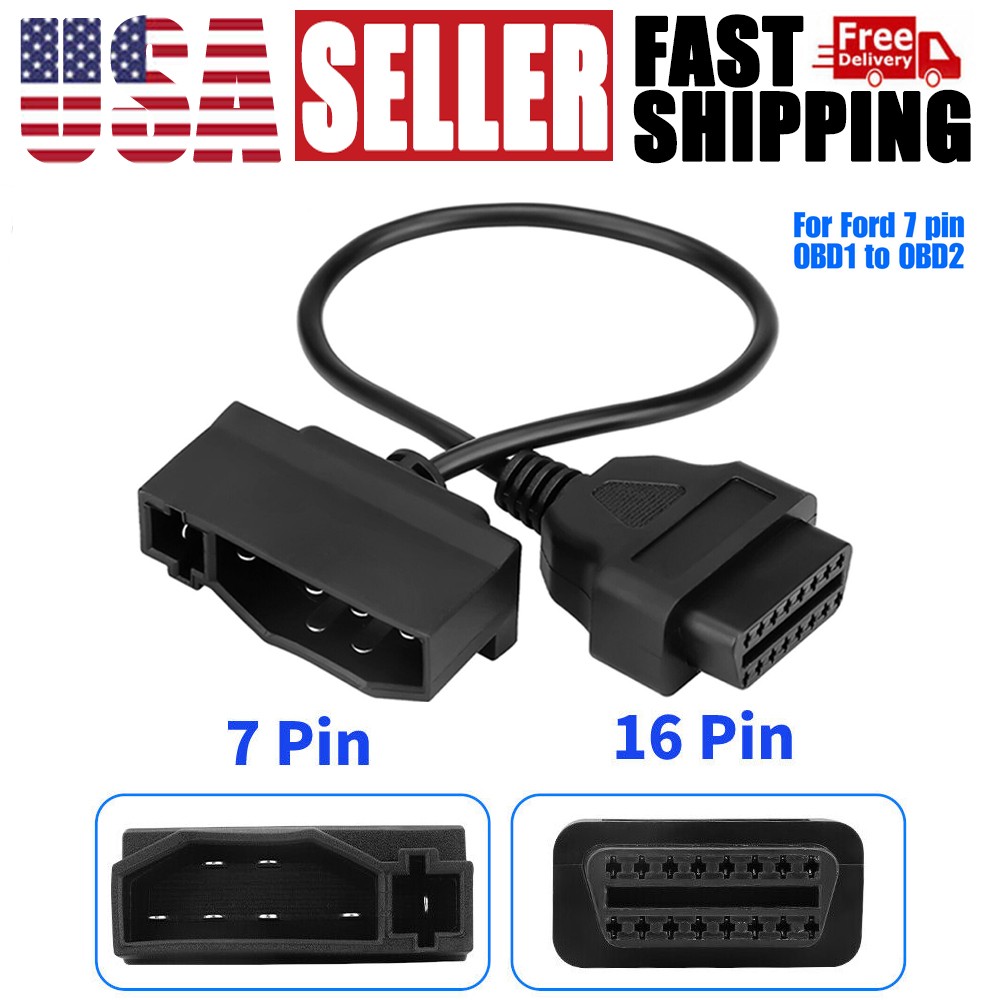 7 Pin OBD1 to OBD2 Cable Adapter Code Reader Scanner For Ford Engine Repair Tool