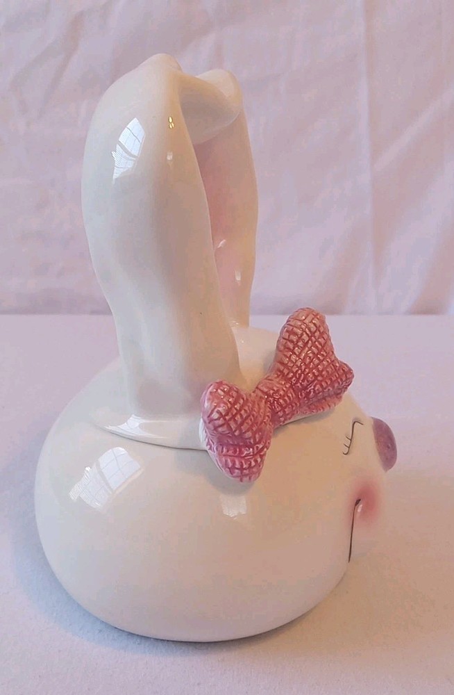 Bunny Rabbit Candy Dish Long Ear Handle Ceramic