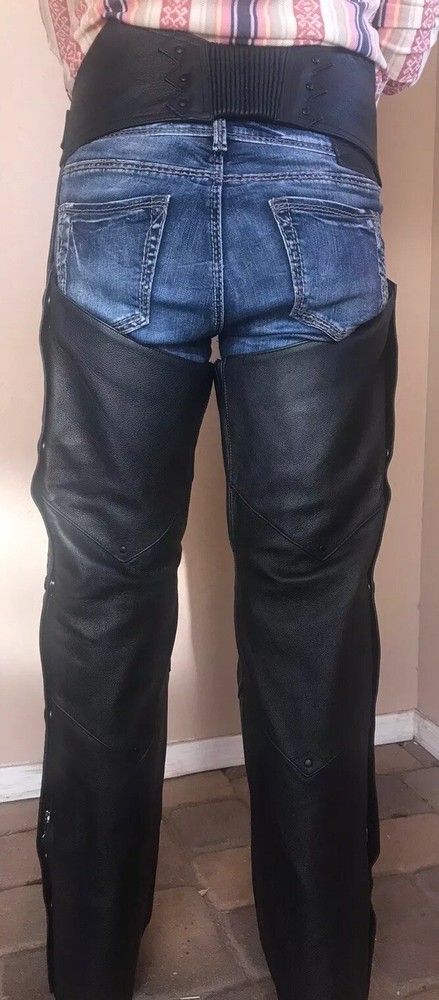 Harley Davidson Womens Black Leather Chaps. Size S, New Never Worn