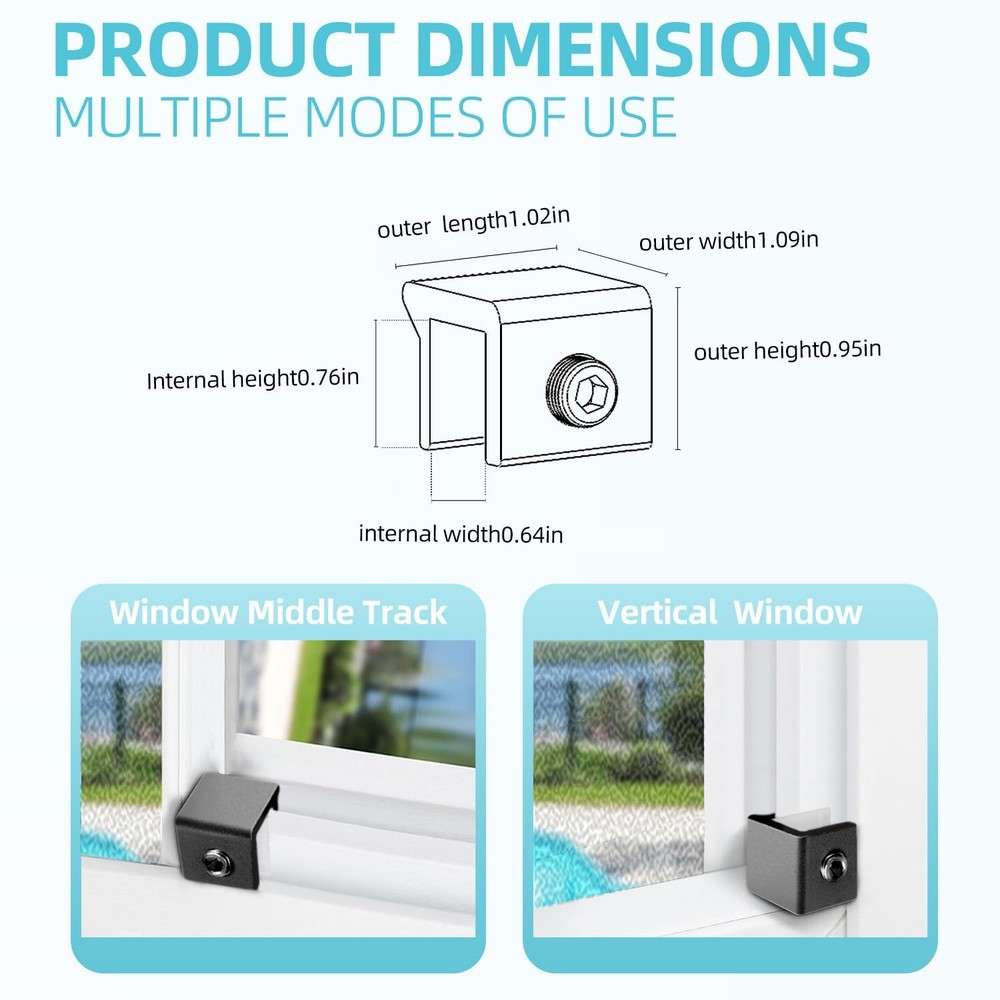 PINGXNG Window Locks for Up and Down Windows 4 Pack 4 Sets small, Black