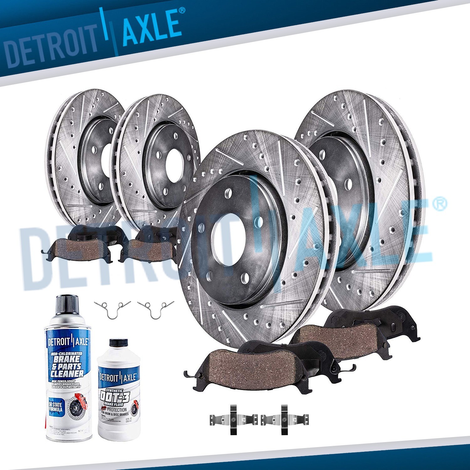 Front Rear Drilled Rotors Ceramic Brake Pads for Mercedes-Benz C300 C350E C400