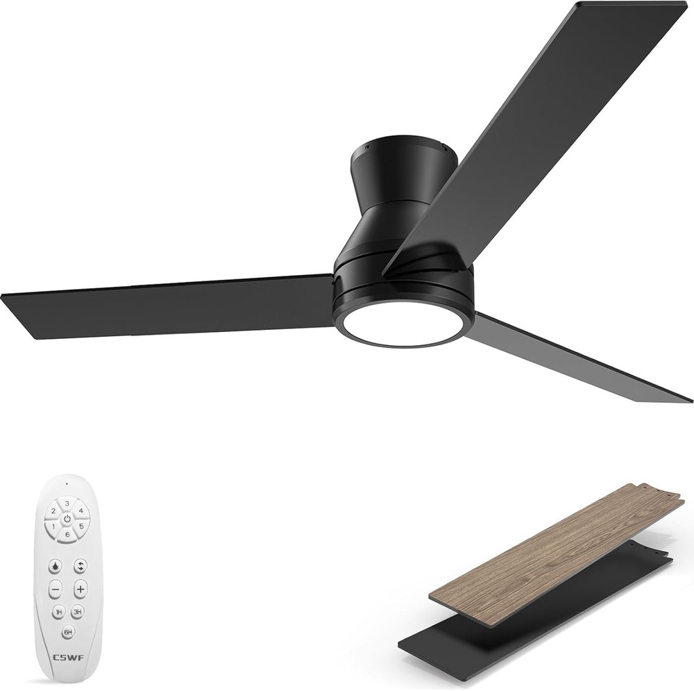 Ceiling Fans with Lights Remote Control - Flush Mount Dimmable 3000K-6500K LE...