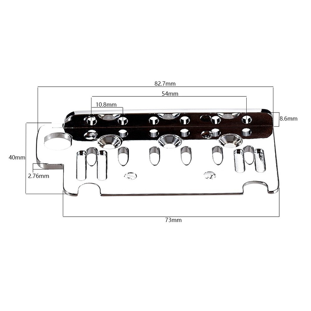 Chrome 6 String Tremolo Bridge Plate for Stratocaster ST 54mm String Spacing