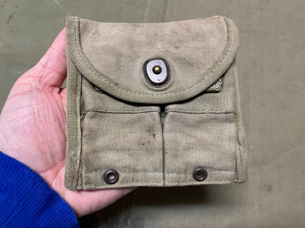 ORIGINAL WWII US ARMY M1 CARBINE RIFLE BELT AMMO POUCH-OD#3, KHAKI