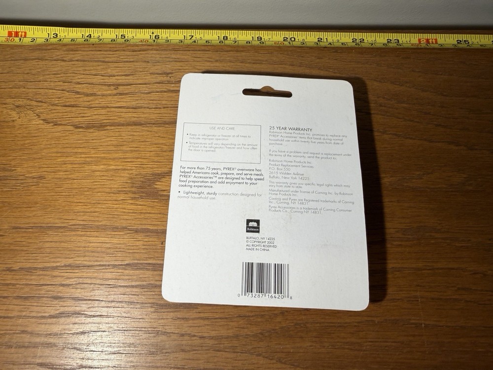 NEW Pyrex Refrigerator Freezer Thermometer w/ Suction Cup