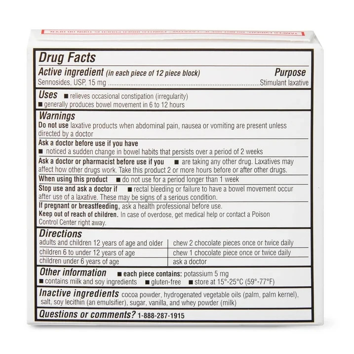 (3 pack) Equate Regular Strength Chocolate Laxative, 24 Pieces
