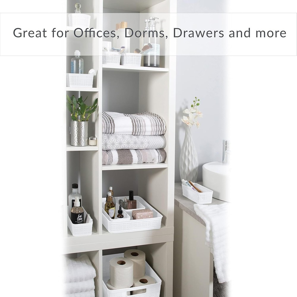 6 Piece Organizing Set Multiple Size Bins Multipurpose Office Desk Dorm Bathroom