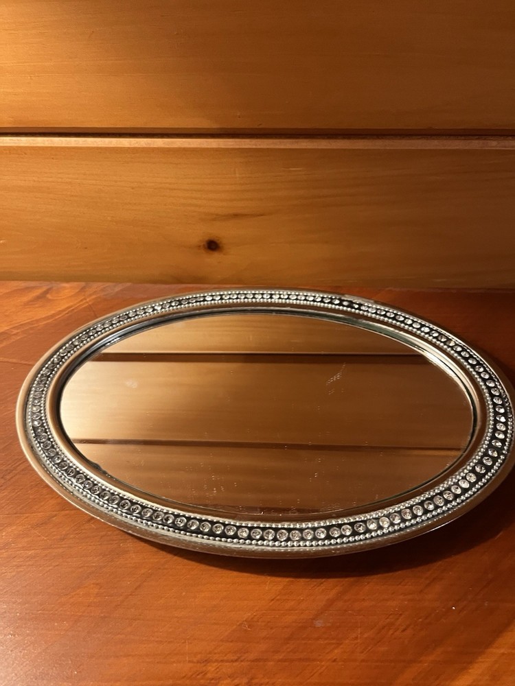 Vintage Mirrored Silverplate Footed OvalTray