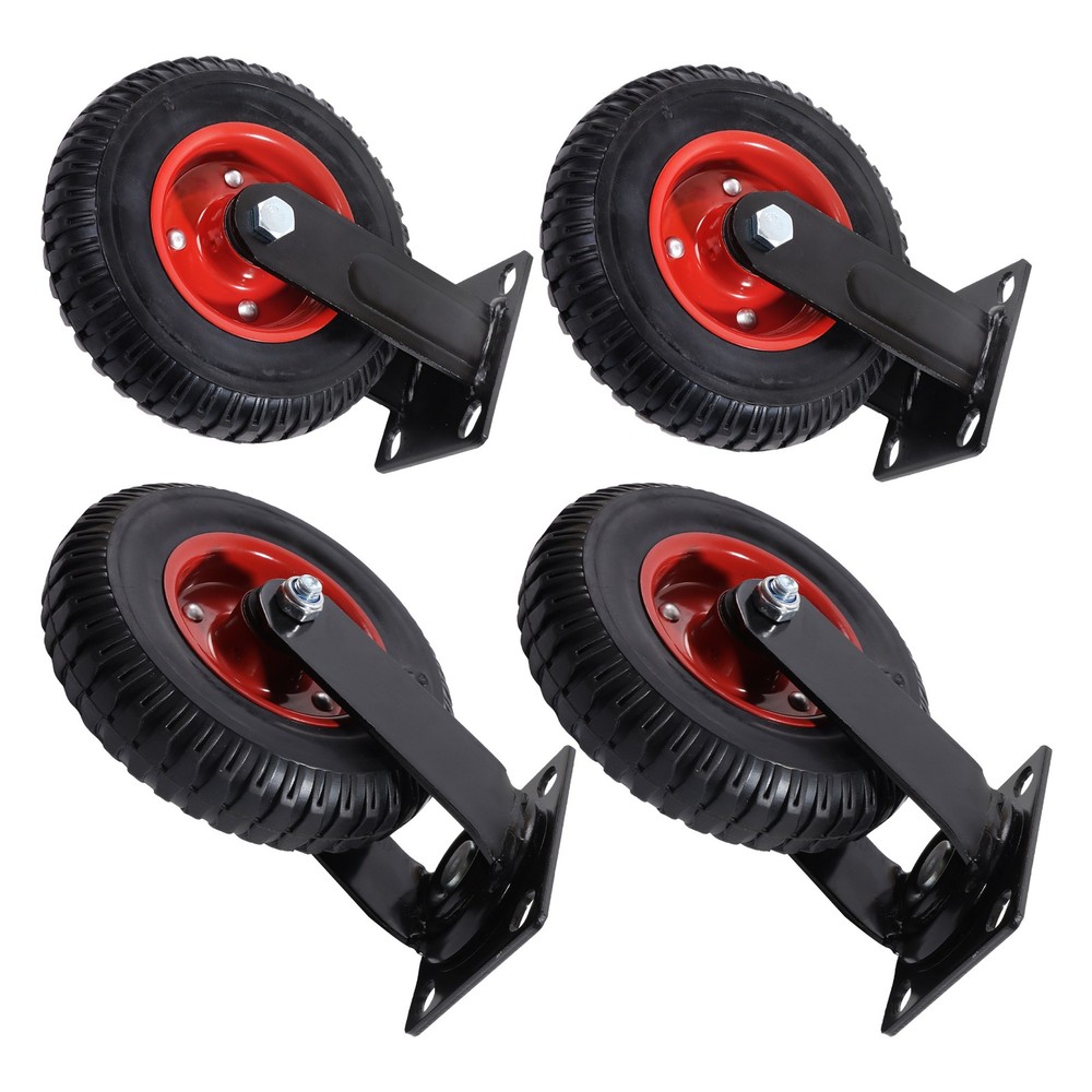4 Pcs 8" Universal Caster Wheels For Workbench Dolly Cart (2 Swivel & 2 Fixed)