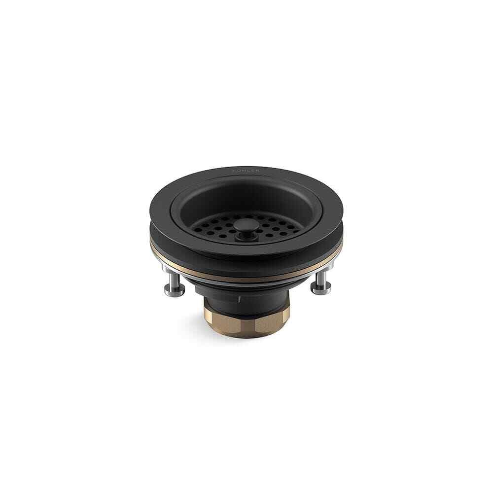 Duostrainer 4-1/2" Sink Strainer – Matte Black, Solid Brass, Removable Basket,