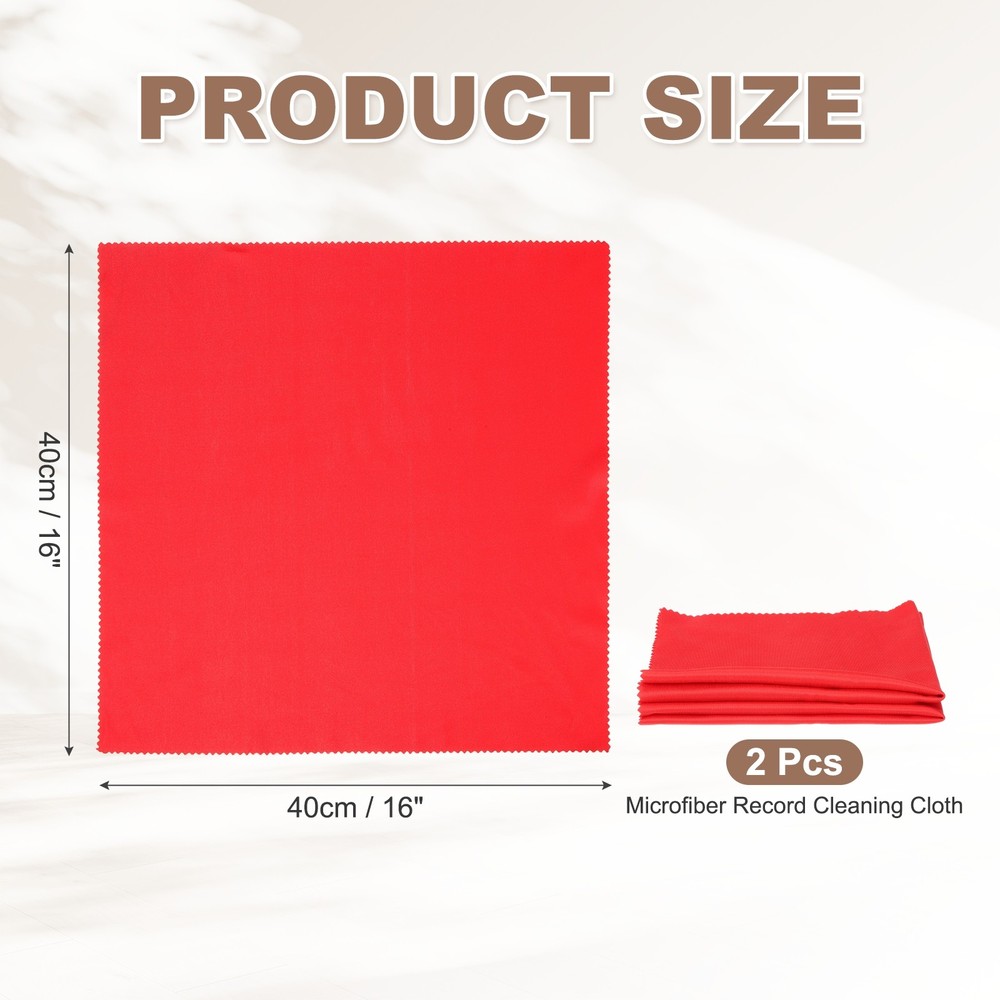 2 Pcs 16" x 16" Microfiber Record Cleaning Cloth Red