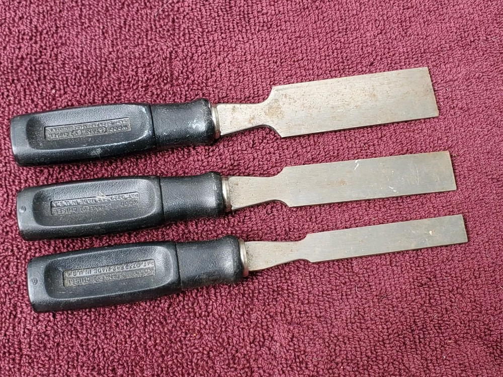3 Pc Stanley 16-089(?) Chisel Set, Made in USA