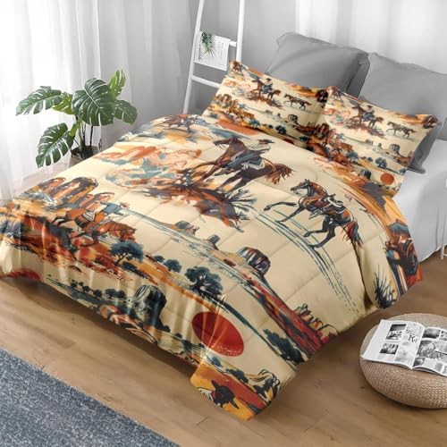Comforter Set Size, Vintage Western Cowboy Soft 2 Pcs Twin Western Cowboy 2
