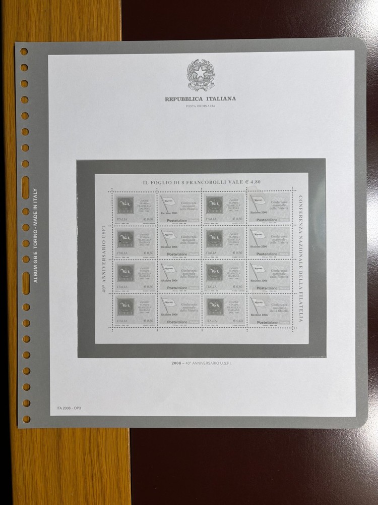 Album GBE BOLAFFI - Italy 2006 - Page for Minifoglio Anniversary USFI