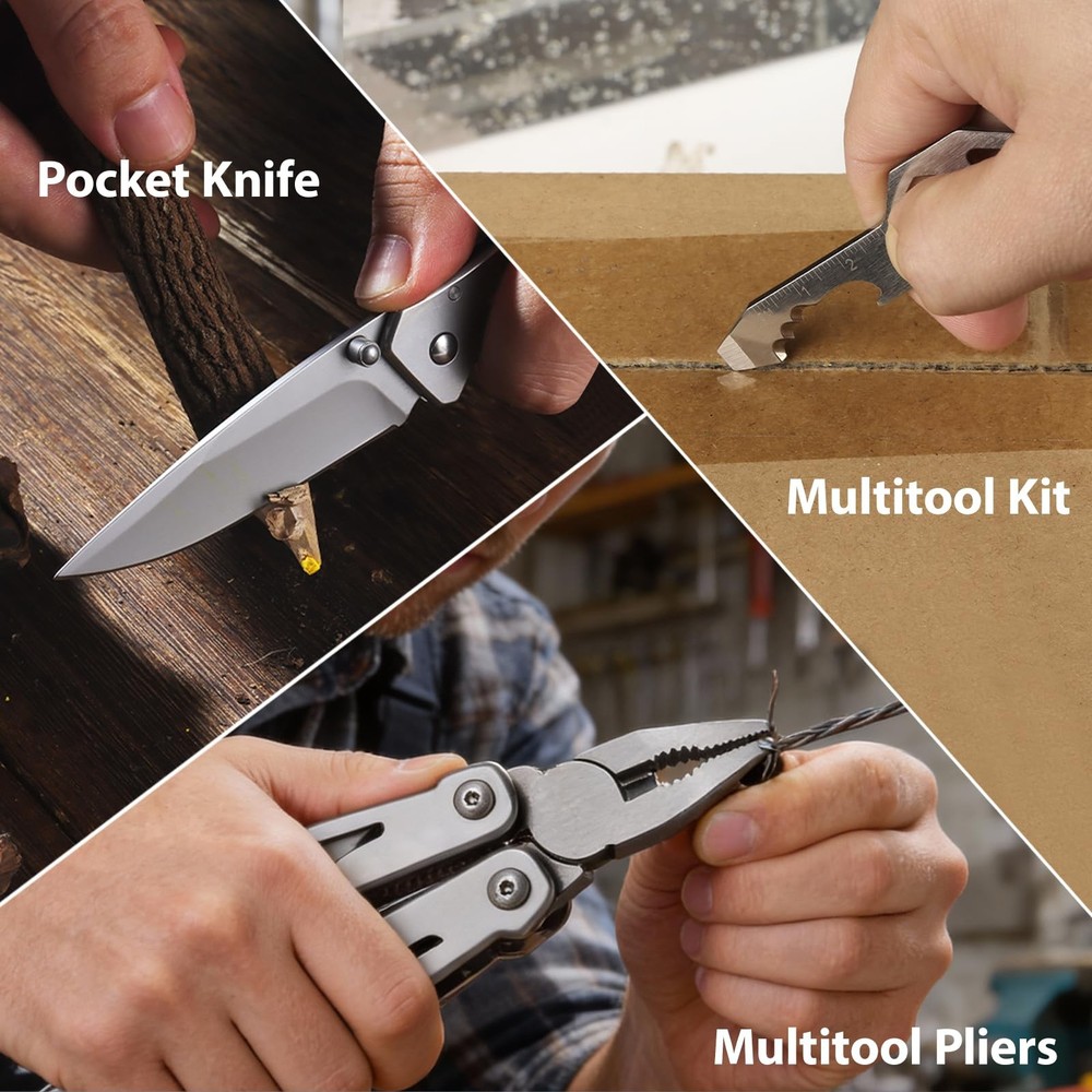 Multitool Gifts for Men, Multi-tool Pliers & Pocket 3-Piece EDC Tool Set Pack...