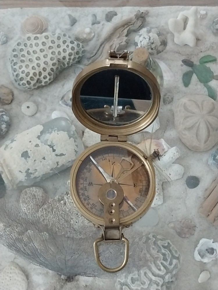 NAUTICAL SOLID BRASS CLINOMETER MARITIME FOLDING COMPASS INSTRUMENT REPLICA