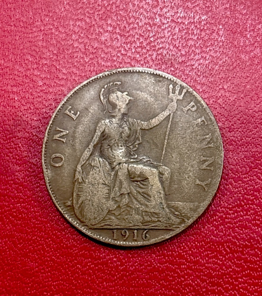 1916 British One Penny Coin! ENN Coins