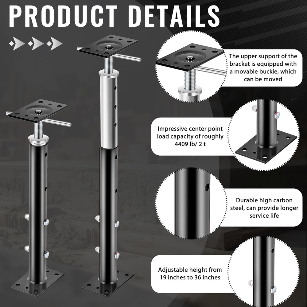 2 Pcs Adjustable Jack Post, 19"-36" Height Range, Basement Floor House Screw Jac