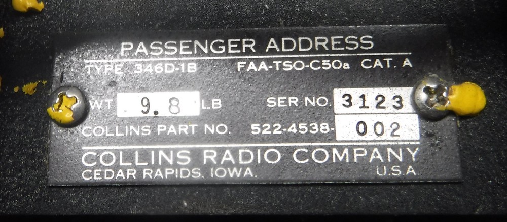 COLLINS 346D-1B FREE SHIPPING
