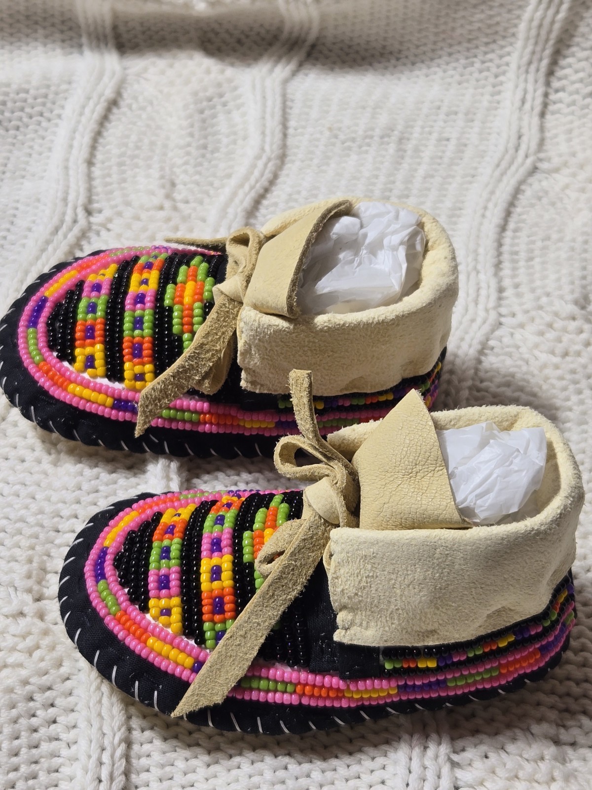 NEW Native American Infant Beaded Moccasins New Born or Baby Doll Handmade Soft