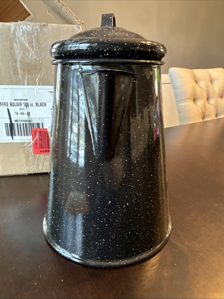 Granite Ware Coffee Boiler, 12 Cup - Speckled Black