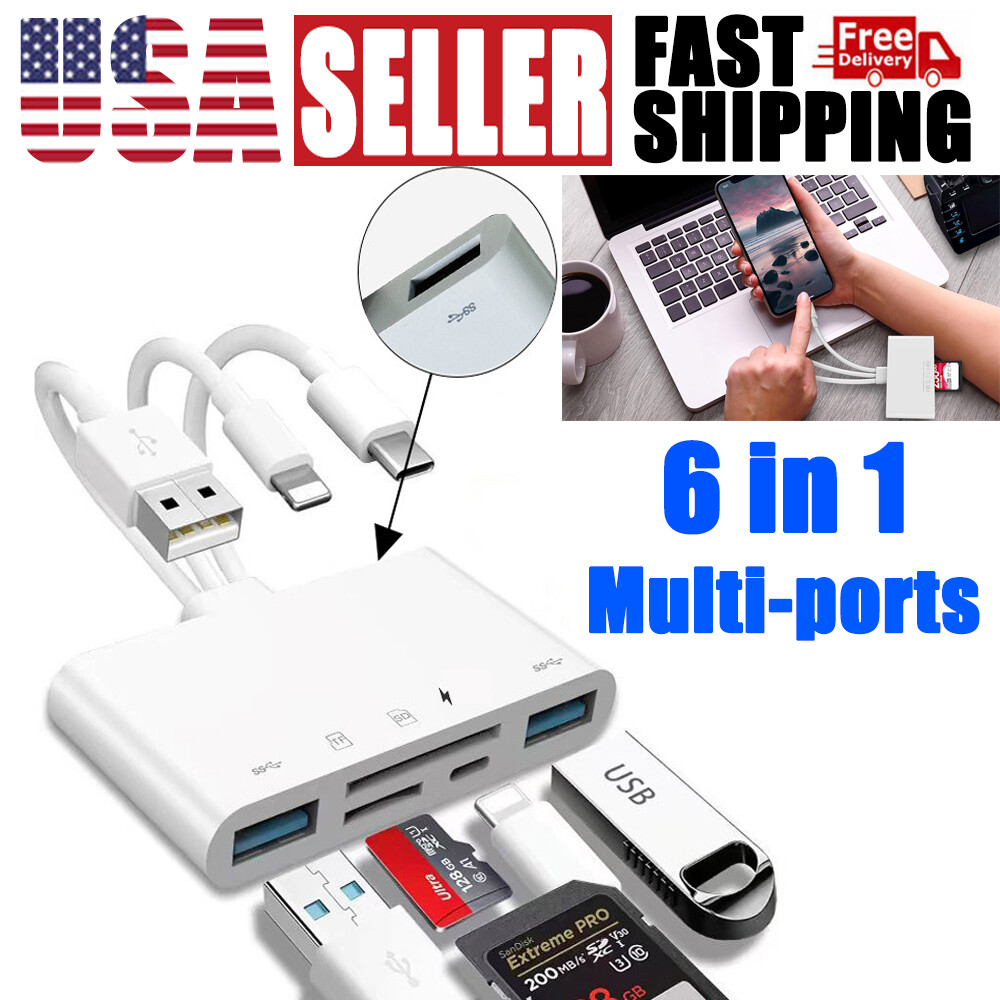 6 in 1 USB 3.0 Memory Card Reader OTG Adapter SD Card Reader For iPhone/iPad