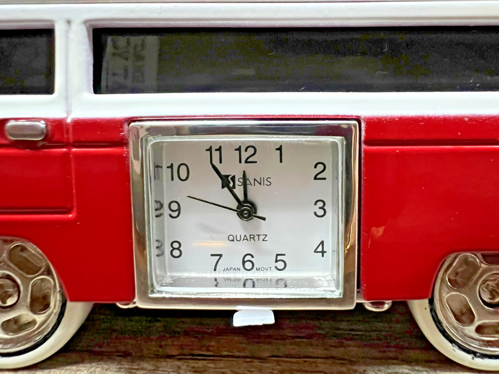 Bus Metal Desk Clock 4" x 2"
