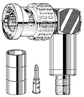 Canare BCP-LC5F 75 Ohm BNC Connector, Right Angle Crimp Plug, 35CA