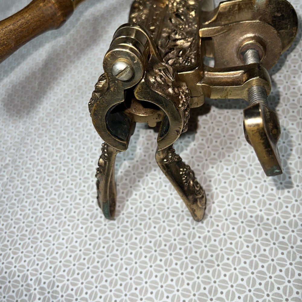 Vintner Brass Table Mount Corkscrew Cherub Design Flawless Condition VINTAGE